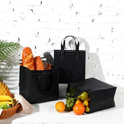 300 Pcs Insulated Take Away Bags Bulk Thermal Insulation Food for Coffee Milk Tea Hot Cold Food Fresh Seafood Cooler Pizza Delivery Bags for Catering Restaurant Grocery (Black)