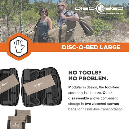 Disc-O-Bed Large Outdoor Convertible 2 Person Bench and Double Camping Cot Portable Bed Bunk System for Adults