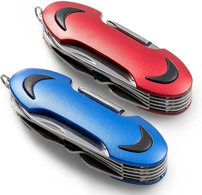 2 PCS Pack Foldable Pocket Swiss Style Army Knife, 12-in-1 Multitools Pocket Knife for Camping Hiking Multi Function Survival Tool