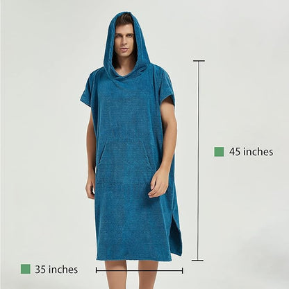 III HHONS Mens Beach Coverup Towel Poncho Adult Hoodie for Women Hooded Swim Towels for Adult Lake Blue
