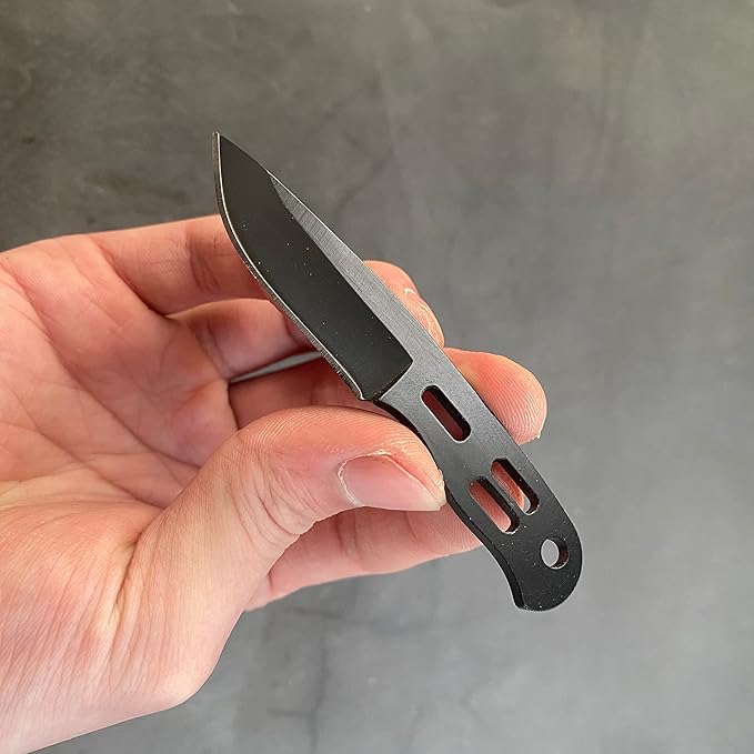 EDC Small Fixed Blade Neck Knife with Kydex Sheath, Cute Mini Necklace Knife for Men and Women -440C Steel Full Tang Design - Survival, Hunting, Camping, Hiking Cutting Tools (Black)