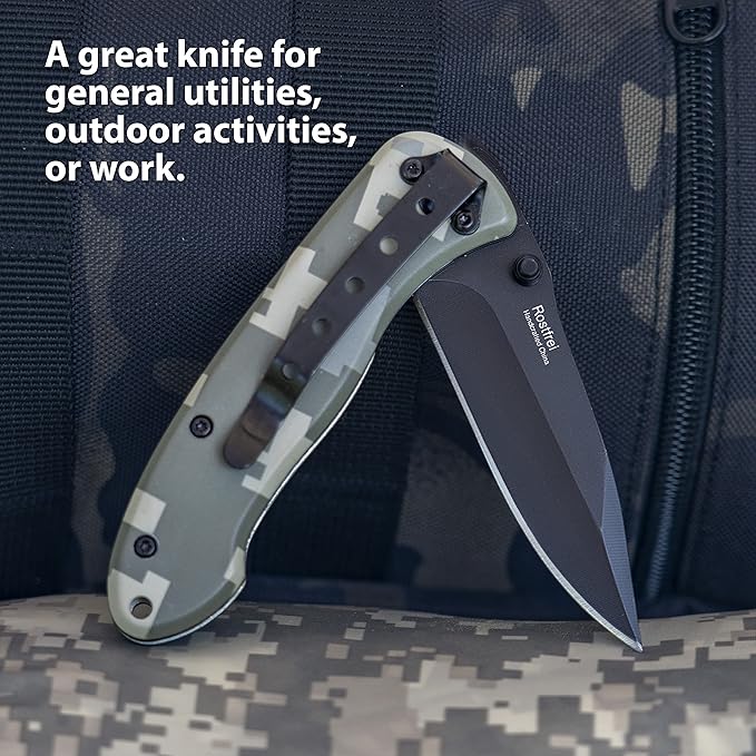 4 Inch Digital Camo Liner Lock Knife - Tactical Pocket Knife for EDC, Camping, and Home Improvement