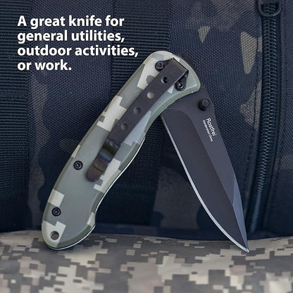 4 Inch Digital Camo Liner Lock Knife - Tactical Pocket Knife for EDC, Camping, and Home Improvement