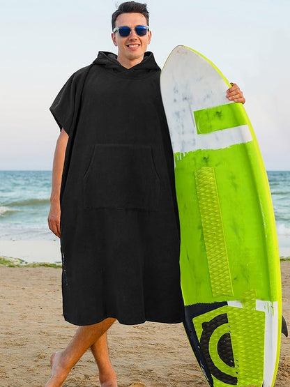 SUN CUBE Surf Poncho Changing Robe with Hood | Quick Dry Microfiber Wetsuit Changing Towel with Pocket for Surfing Men Women