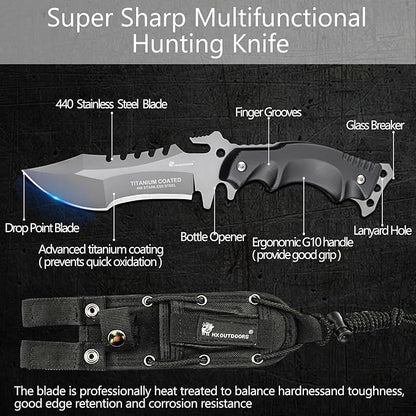 HX OUTDOORS Full Tang Camping Knife, Fixed Blade Survival Knife with Sheath and Handle for Outdoor, EDC, Hunting