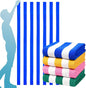 4 Packs Stripe Beach Towel Thin Terry Oversized XL Extra Large Big Clearance Pool Travel Blanket Cruise Accessories Essentials Super Soft Camping Swim Bath Towels Girls Men Women Adults Gift Blue Pink