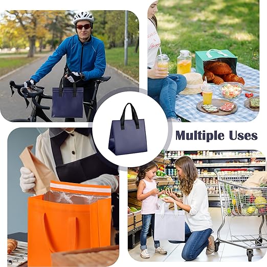 50 Pcs Insulated Take Away Bags Bulk Thermal Insulation Food for Coffee Milk Tea Hot Cold Food Fresh Seafood Cooler Pizza Delivery Bags for Catering Restaurant Grocery (Colorful)