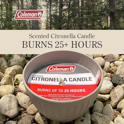 Coleman Outdoor Citronella Candle, Decorative Conrecte Look Candle for Patio, Backyard, Outdoor, Camping Candle, Grey Candle, Up to 25 Hours Burn time, 11oz