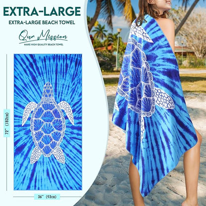 2 Packs Microfiber Oversized Lightweight Thin Beach Towel Sandproof Compact Quick Dry Clearance Towels Extra Large Sand Free Travel Beach Essentials Accessories Women Adult Gift Blue Stripe Vortex