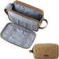 BAGSMART Toiletry Bag for Men, Canvas Travel Toiletry Organizer Dopp Kit Water-resistant Shaving Bag for Toiletries Accessories,Khaki-Medium
