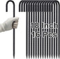 VVOKGO 18 Inch Ground Rebar Stakes, 16Pcs J Hook Extra Heavy Duty Rust Proof Coated Steel Ground Anchors with Chisel Point End for Camping Tent Canopy and Link Fence