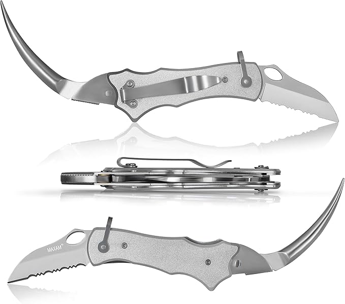 Maxam Sailor's Tool, a Powerful Multi-Use Sailor's Knife, Ideal for Boating, Fishing, or Sailing, Silver
