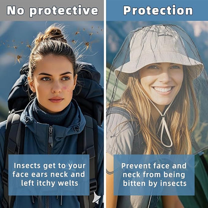 2 Pack Ultra Large Mosquito Net 42x25 Inches Mosquito Head Net Oversized Insect Netting Bug Fits Most Hats for Gardening Hiking Fishing Traveling(Gray+Navy Blue)
