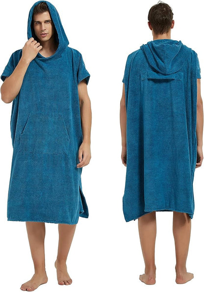 III HHONS Mens Beach Coverup Towel Poncho Adult Hoodie for Women Hooded Swim Towels for Adult Lake Blue