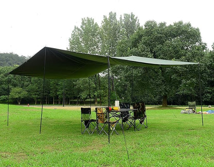 Wind Tour Portable Multifunctional Outdoor Camping Traveling Awning Backpacking Tarp Sunshade Lightweight UV Protection and PU 3000mm Waterproof Rain Fly Tarp Shelter (177×177 inches)