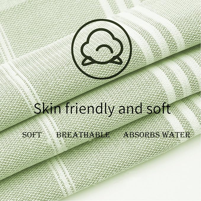 1pcs Large Turkish Cotton Poncho Towel Surf Poncho Changing Towel Robe with Hood and Front Pocket Absorbent Wearable Towel Hooded Beach Towel for Adult Man Women Beach Pool (Green, Medium)