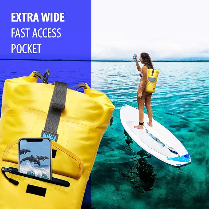 Waterproof Kayak Bag - Floating Dry Backpack for Camping - Sack for Beach Boating or Fishing with Internal and External Pockets (Black 10L)