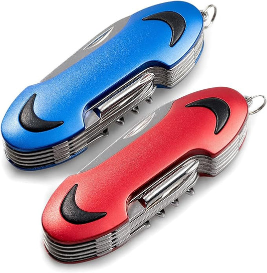 2 PCS Pack Foldable Pocket Swiss Style Army Knife, 12-in-1 Multitools Pocket Knife for Camping Hiking Multi Function Survival Tool