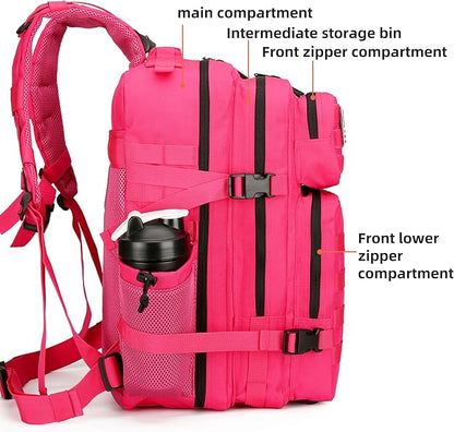 45L Military Tactical Backpack Hiking Backpacks Tactical Gear Camo Back Pack Army Molle Bag Rucksack Fitness Daypack (Pink)