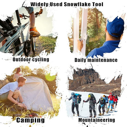 4PCS Snowflake Multitool,18-In-1 Stainless Steel Snowflake Wrench Screwdriver Multi-Tool, Portable Pocket Keychain Tools，Stocking Stuffers for Adults Christmas Gifts