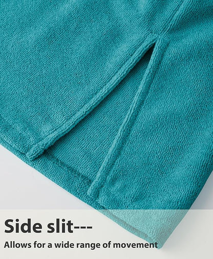 Weecreeture Hooded Towel Poncho with Zipper and Pocket, Surf Poncho for Men and Women, Beach Bath Changing Robe Cover Up Deep Lagoon M