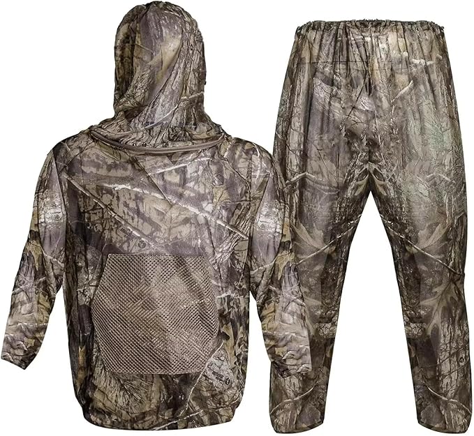 Mosquito Net Suit Camo Hunting Mesh Suit Bug Net Clothing with Hood Outdoor Protection No-See-Ums Garden Camping