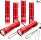6 Pack LED Aluminum Small Mini USB C Rechargeable Flashlights, Handheld Small Flashlight Bulk for Kids, Portable Camping Bright High Lumens Flashlight Christmas Gifts (Red)