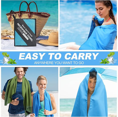 4 Pcs Microfiber Towel 48" x 24" Quick Dry Towel Sports Camping Towel Lightweight Soft Microfiber Gym Towel Absorbent Fast Drying Travel Towel for Beach Yoga Swimming Backpacking Workout, 4 Colors