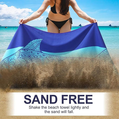 2 Packs Microfiber Oversized Lightweight Thin Beach Towel Compact Sandproof Quick Dry Clearance Towels Extra Large Sand Free Pool Travel Essentials Accessories Women Men Adults Gifts Shark Flamingo