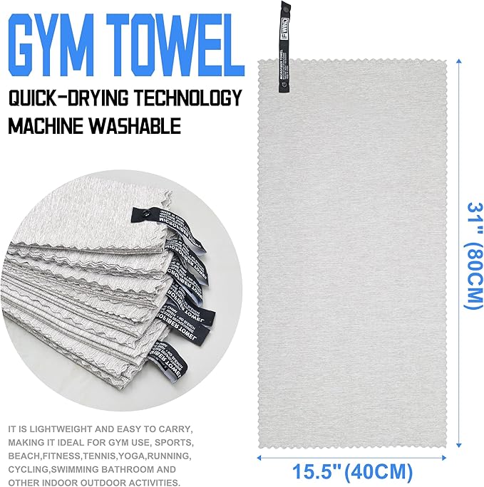6 Pack Microfiber Gym Towels for Working Out，(Lace Edge) Fast Drying Workout Accessories Sweat Towels for Gym Gear,Gym Towels for Men & Women,Sports Exercise Fitness Gear Tennis Towels for Body