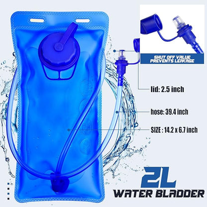 4 Pcs Hydration Backpack Pack with 2L Water Bladder, Hydration Pack with Hydration Bladder Hiking Running Cycling Biking Water Backpack Bag for Men and Women