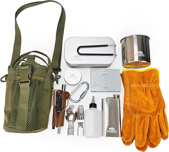 Survival Cooking Kit, Bushcraft Cooking Gear, Canteen Cook Set, Wild Survival Equipment, Portable Cookware, Campfire Cooking Mess kit, Self Reliance