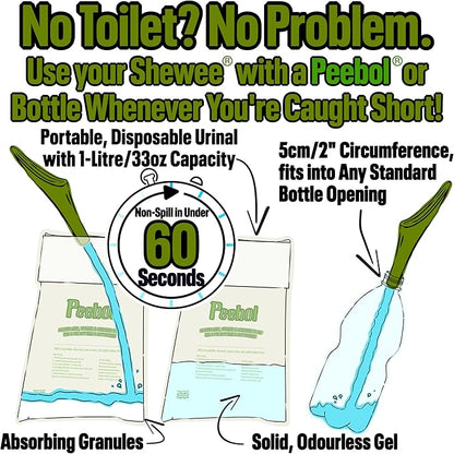 SHEWEE Extreme Female Urinal – UK Made Reusable Pee Funnel, Travel Essential Camping Accessories Festival Essential, Stand to Pee Female Urination Device