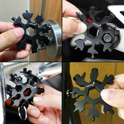 19 in 1 Snowflake Multitool Keychain Multi-Tool, 3 Pack Keychain Multi Tool Snowflake Wrench Screwdriver Bottle Opener Key Chain Tools Gadgets For Men