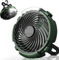 Camping Fan with LED Lantern, 6000mAh Battery Operated Rechargeable Fan, 3 Speeds,180° Rotation, Portable Desk Fan with Hanging Hook, Tent Fan for Travel Camping Outdoor Fishing