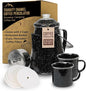 Toughty Enamel Coffee Percolator with 2 Cups - Stovetop Camping Coffee Maker for Open Fire, Grill or Gas Stove - Durable Old-Fashioned Cowboy-Style Metal Pot - 12-cup Classic Design - Black