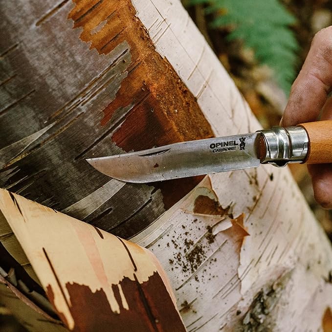 Opinel No.08 Carbon Steel Folding Pocket Knife with Beechwood Handle, Brown (2540089)