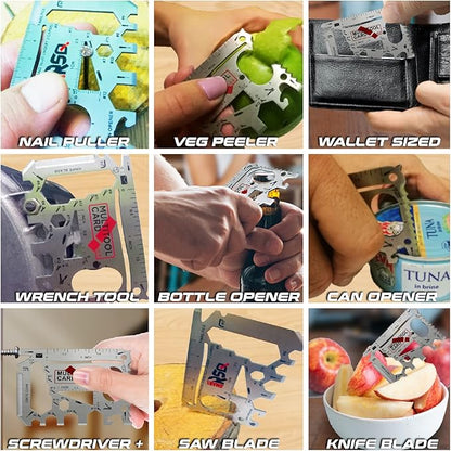 37-in-1 Wallet Tool Card Silver Set Men's Gifts for Dad. Wallet Multi Tool Card Men Gifts for Birthday. EDC Multi Tool Credit Card Size Dad Tool Gift. Stocking Stuffers Cool Tool Gifts for Men