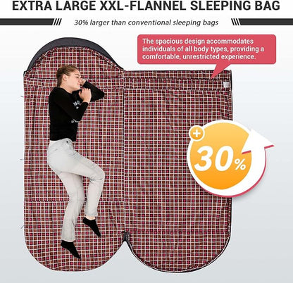KingCamp Sleeping Bag for Adults, Cold Weather & Warm Extra Wide Big & Tall XL Portable Waterproof Flannel Sleeping Bags, Essentials Gear Accessories for Camping Backpacking Hiking Indoor & Outdoor