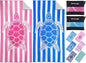 2 Packs Microfiber Oversized Lightweight Thin Beach Towel Sandproof Compact Quick Dry Clearance Towels Extra Large Sand Free Pool Travel Beach Essentials Accessories Women Adult Gift Blue Pink Turtle