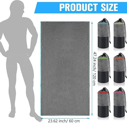 6 Pcs Microfiber Bath Towel Lightweight Quick Dry Towel Fast Drying Camping Travel Towel Compact Absorbent Camping Towel for Beach Swimming Gym Sports Yoga Hiking Fitness Backpacking Yoga, Grey