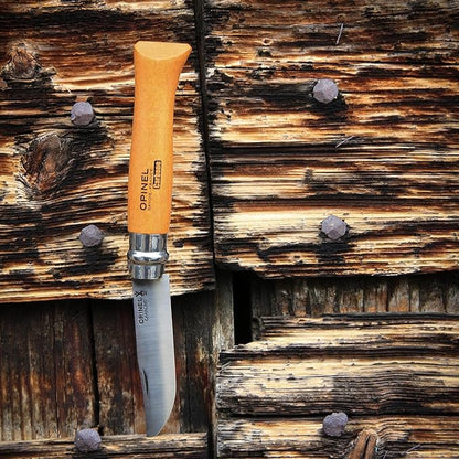 Opinel No.08 Carbon Steel Folding Pocket Knife with Beechwood Handle, Brown (2540089)