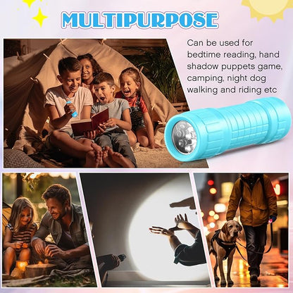 48 Mini Flashlights Bulk for Kids Small Assorted Colors Handheld LED Flashlights with Lanyard for Party Favor, Night Reading, Emergency, Camping(Cute)