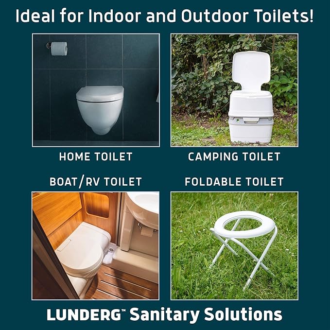 Lunderg Toilet Bowl Liners with Lemon Scented Super Absorbent Pads - Value Pack 20 Count Universal Fit - Disposable Toilet Bags to Convert any Home, Boat or Camping Toilet in a Dry Toilet