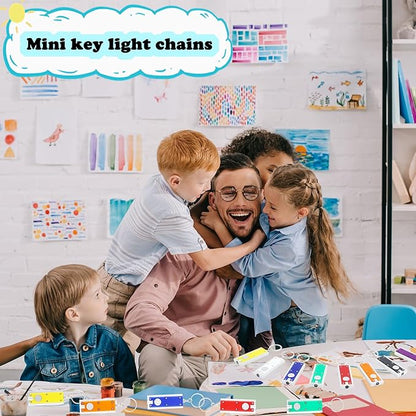 24 Packs Mini Flashlight Keychain Assorted Colors Portable Small LED Lights Flashlight Keychain Ultra Bright Flashlight Key Ring for Camping Hiking Outdoor Activity, 8 Colors