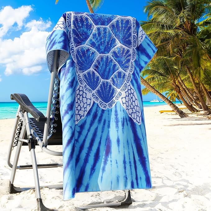 2 Packs Microfiber Oversized Lightweight Thin Beach Towel Sandproof Compact Quick Dry Clearance Towels Extra Large Sand Free Travel Beach Essentials Accessories Women Adult Gift Blue Stripe Vortex