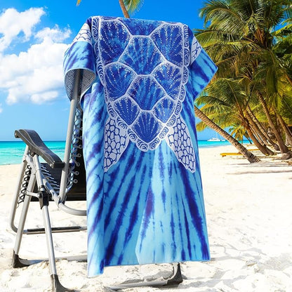 2 Packs Microfiber Oversized Lightweight Thin Beach Towel Sandproof Compact Quick Dry Clearance Towels Extra Large Sand Free Travel Beach Essentials Accessories Women Adult Gift Blue Stripe Vortex