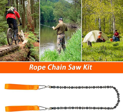 56 Inch High Limb Rope Saw with 72 Sharp Teeth Blades on Both Sides, Rope Chain Saw Kit, Rope Saw Tree Saw High, Hand Rope Chain Saw Includes Ergonomic Handles, Hand Straps and Storage Case