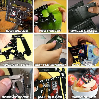37-in-1 Credit Card Tool Black & Silver Sets Men's Gifts (2 Sets in 1 Pack). Wallet Multitool Card Tool Gift. Wallet Multitool Card Tool Gifts for Dad. Best Gifts for Men Who Have Everything