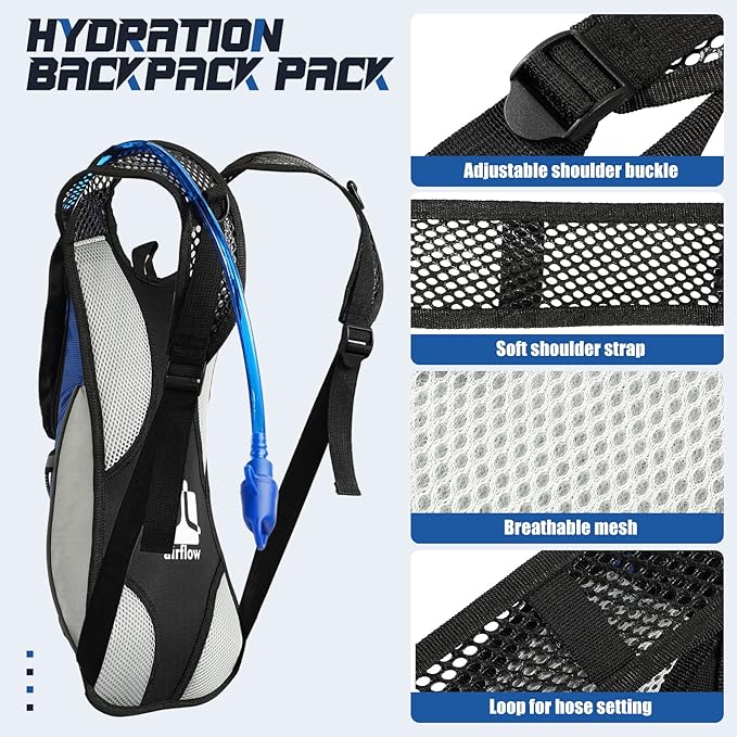4 Pcs Hydration Backpack Pack with 2L Water Bladder, Hydration Pack with Hydration Bladder Hiking Running Cycling Biking Water Backpack Bag for Men and Women
